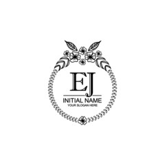 EJ Initial handwriting logo template vector
