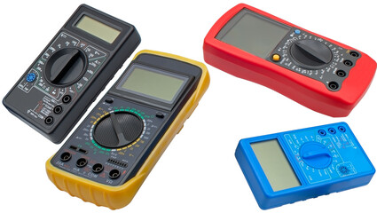Digital  multimeters on a white