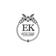 EK Initial handwriting logo template vector

