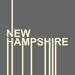 Image relative to USA travel. New Hampshire state name in geometry style design. Creative vintage typography poster concept.