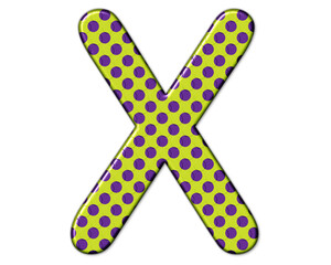 x letter logo, Alphabet Green Purple Polka Dots Abc, 3d illustration	