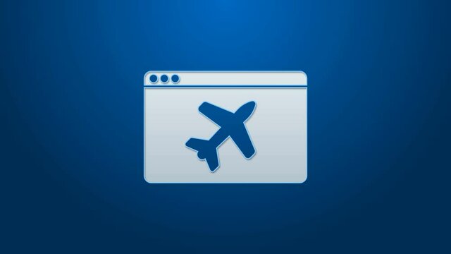 White line Website template icon isolated on blue background. Internet communication protocol. 4K Video motion graphic animation.