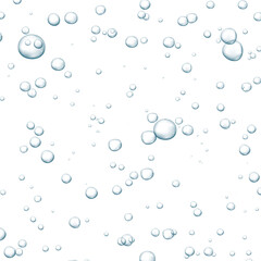 Blue fizzy bubbles. Sparkles underwater stream in water, sea, aquarium. Fizzy pop and effervescent drink. Abstract fresh soda bubbles. Vector illustration.