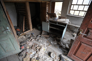 Inside house in abandoned village of Chernobyl zone