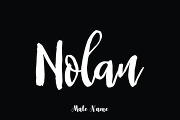 Nolan -Male Name Cursive Calligraphy Text on White Background