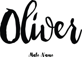 Oliver -Male Name Cursive Calligraphy Text on White Background - obrazy, fototapety, plakaty
