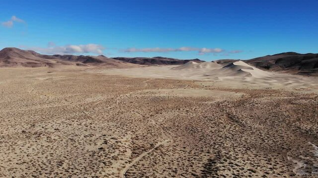 Overview of Sand Dunes with Nevada Desert - Aerial
