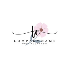 FC Initial handwriting logo template vector
