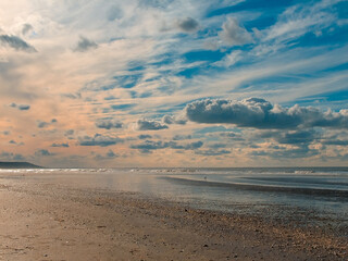 Beach  in Deauville in the autumn twilight,  France