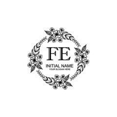 FE Initial handwriting logo template vector
