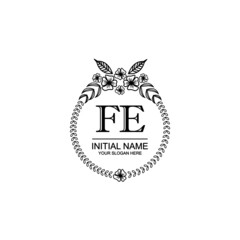 FE Initial handwriting logo template vector
