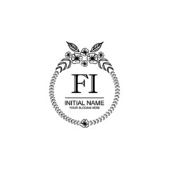 FI Initial handwriting logo template vector
