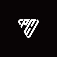 Initial Letter P C Linked Triangle Design Logo