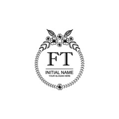 FT Initial handwriting logo template vector
