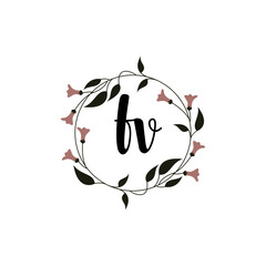 FV Initial handwriting logo template vector
