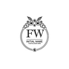 FW Initial handwriting logo template vector
