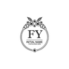 FY Initial handwriting logo template vector
