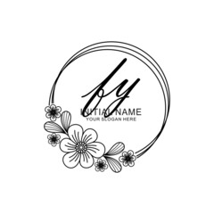 FY Initial handwriting logo template vector
