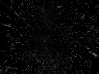 Outer space, starry dark sky, black and white texture. Chaotic point spraying. Blizzard, snow storm -overlay effect 