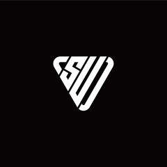 Initial Letter S U Linked Triangle Design Logo