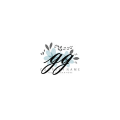 Obraz premium GG Initial handwriting logo template vector 