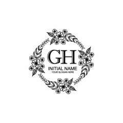 GH Initial handwriting logo template vector
