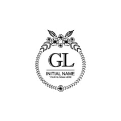 GL Initial handwriting logo template vector

