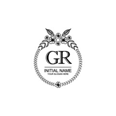 GR Initial handwriting logo template vector
