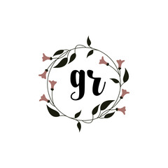 GR Initial handwriting logo template vector
