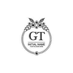 GT Initial handwriting logo template vector
