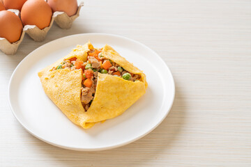 egg wrap or stuffed egg with minced pork and vegetable