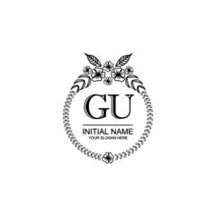 GU Initial handwriting logo template vector

