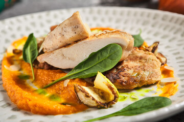 Chicken Breast with Pumpkin Puree