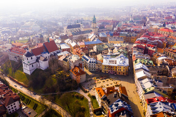 Panoramic view from the drone on the city Lublin. Poland © JackF