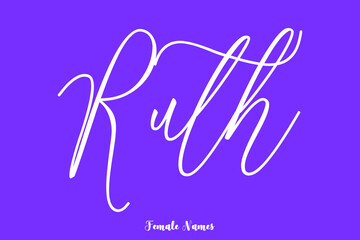 Ruth-Female Name Brush Calligraphy White Color Text On Purple Background