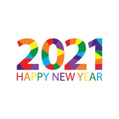 Happy New Year 2021 design template. Design for calendar, greeting cards or print. Vector illustration