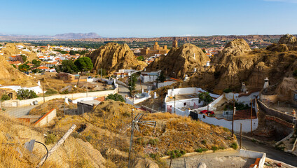 Cave houses and Rock formations. Guadix. Province Granada, Andalusia, Spain