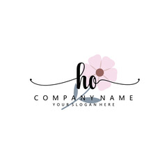 HO Initial handwriting logo template vector
