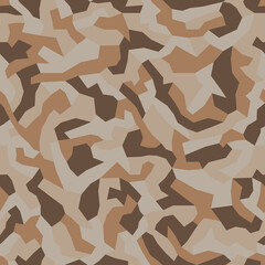 Naklejka premium Geometric brown camouflage, military texture, seamless camo pattern. Desert color . Vector