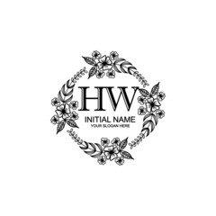 HW Initial handwriting logo template vector
