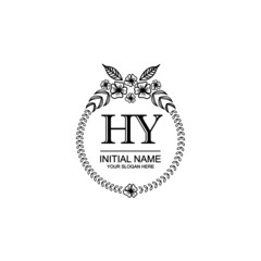 HY Initial handwriting logo template vector
