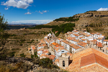 Obraz premium Scenic top view of cathedral in downtown Guadix. Spain. High quality photo