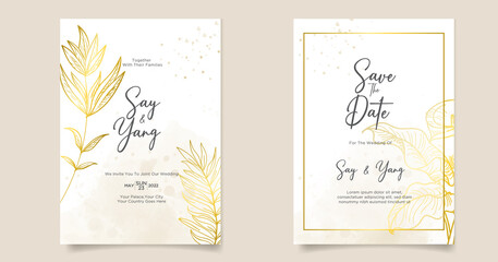 minimalist floral wedding invitations card template