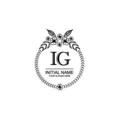 IG Initial handwriting logo template vector
