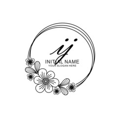 IJ Initial handwriting logo template vector
