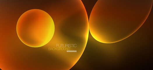 Neon ellipses abstract backgrounds. Shiny bright round shapes glowing in the dark. Vector futuristic illustrations for covers, banners, flyers and posters and other