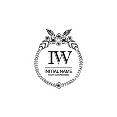 IW Initial handwriting logo template vector
