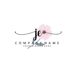 JE Initial handwriting logo template vector
