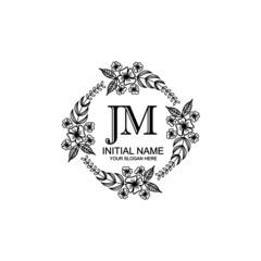 JM Initial handwriting logo template vector
