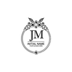 JM Initial handwriting logo template vector
